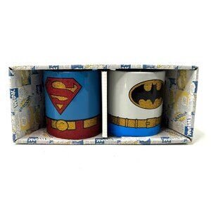 DC Comics Superman & Batman Glitter 14oz Ceramic Mug Set By Silver Buffalo